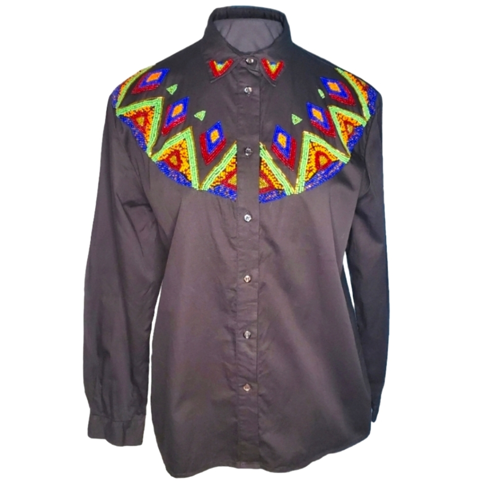 Vintage Cedars beaded button down shirt